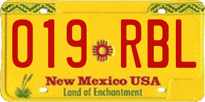 NM license plate 019RBL