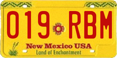 NM license plate 019RBM