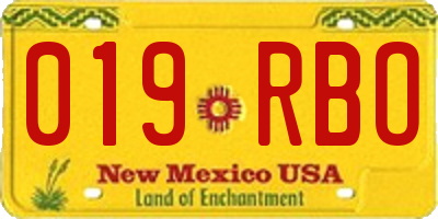 NM license plate 019RBO