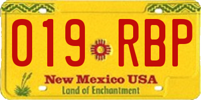 NM license plate 019RBP