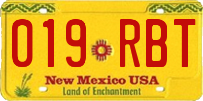 NM license plate 019RBT