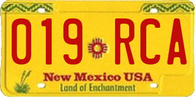 NM license plate 019RCA