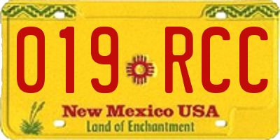 NM license plate 019RCC