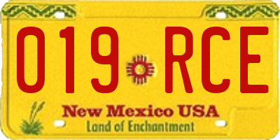 NM license plate 019RCE