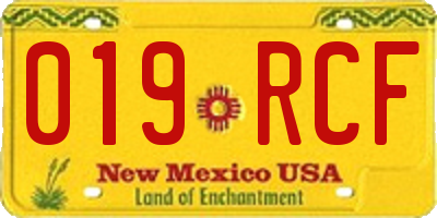 NM license plate 019RCF