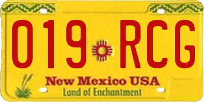 NM license plate 019RCG