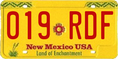 NM license plate 019RDF