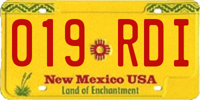 NM license plate 019RDI