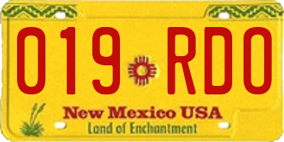 NM license plate 019RDO