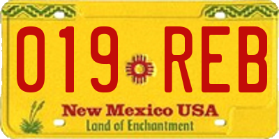 NM license plate 019REB