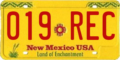 NM license plate 019REC