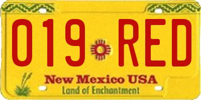 NM license plate 019RED