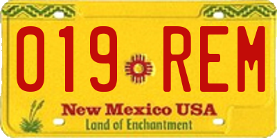 NM license plate 019REM
