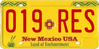 NM license plate 019RES