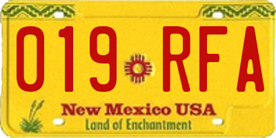 NM license plate 019RFA
