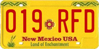 NM license plate 019RFD