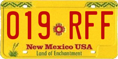NM license plate 019RFF