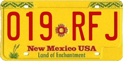 NM license plate 019RFJ