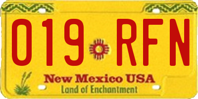 NM license plate 019RFN