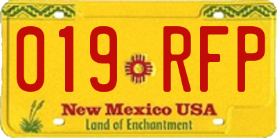 NM license plate 019RFP