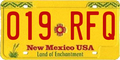 NM license plate 019RFQ