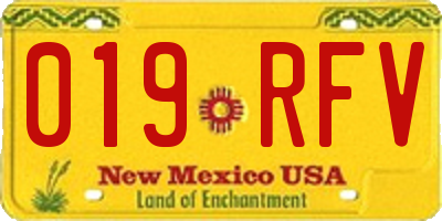 NM license plate 019RFV
