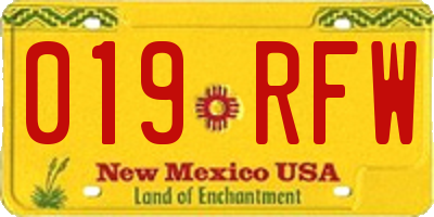NM license plate 019RFW