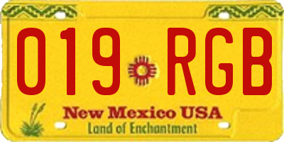 NM license plate 019RGB