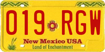 NM license plate 019RGW