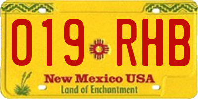 NM license plate 019RHB