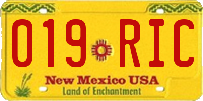 NM license plate 019RIC