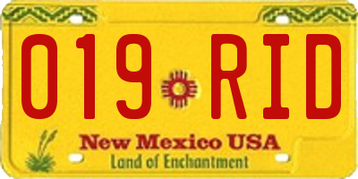 NM license plate 019RID