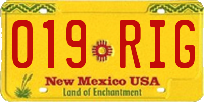 NM license plate 019RIG