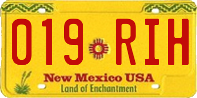 NM license plate 019RIH