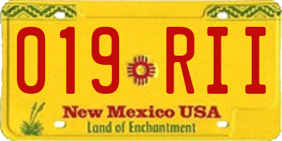 NM license plate 019RII