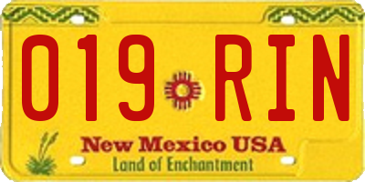 NM license plate 019RIN