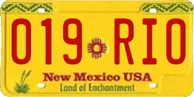 NM license plate 019RIO