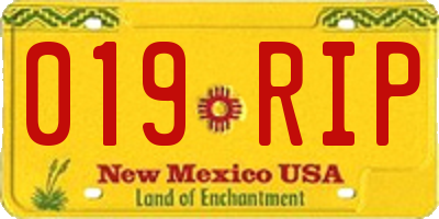 NM license plate 019RIP