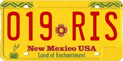 NM license plate 019RIS
