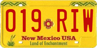 NM license plate 019RIW
