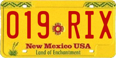 NM license plate 019RIX