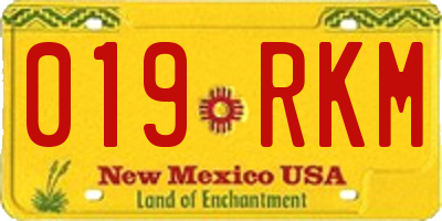 NM license plate 019RKM