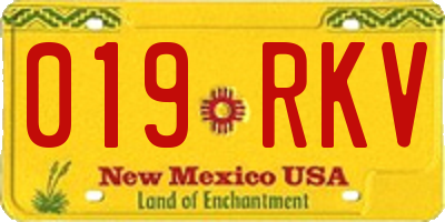 NM license plate 019RKV