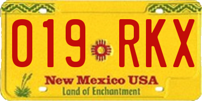 NM license plate 019RKX