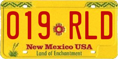 NM license plate 019RLD