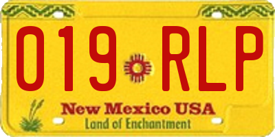NM license plate 019RLP