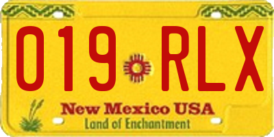 NM license plate 019RLX