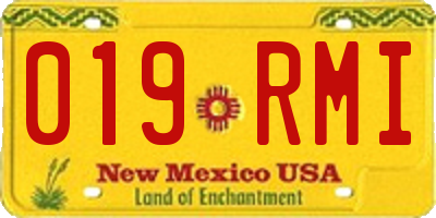 NM license plate 019RMI