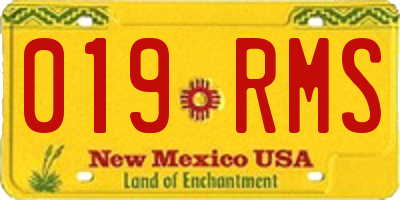 NM license plate 019RMS