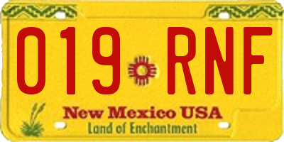 NM license plate 019RNF